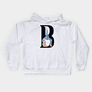 Sports yoga women in letter B Sticker design vector illustration. Alphabet letter icon concept. Sports young women doing yoga exercises with letter B sticker design logo icons. Kids Hoodie